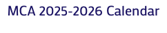 MCA 2025-2026 Calendar